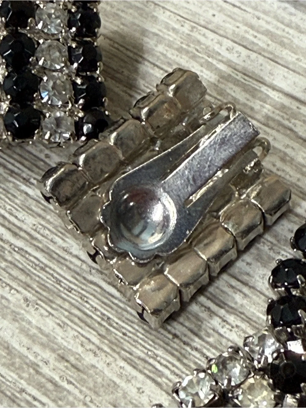 Vintage Art Deco Black & Silver Crystal Chocker Necklace and Earring Set